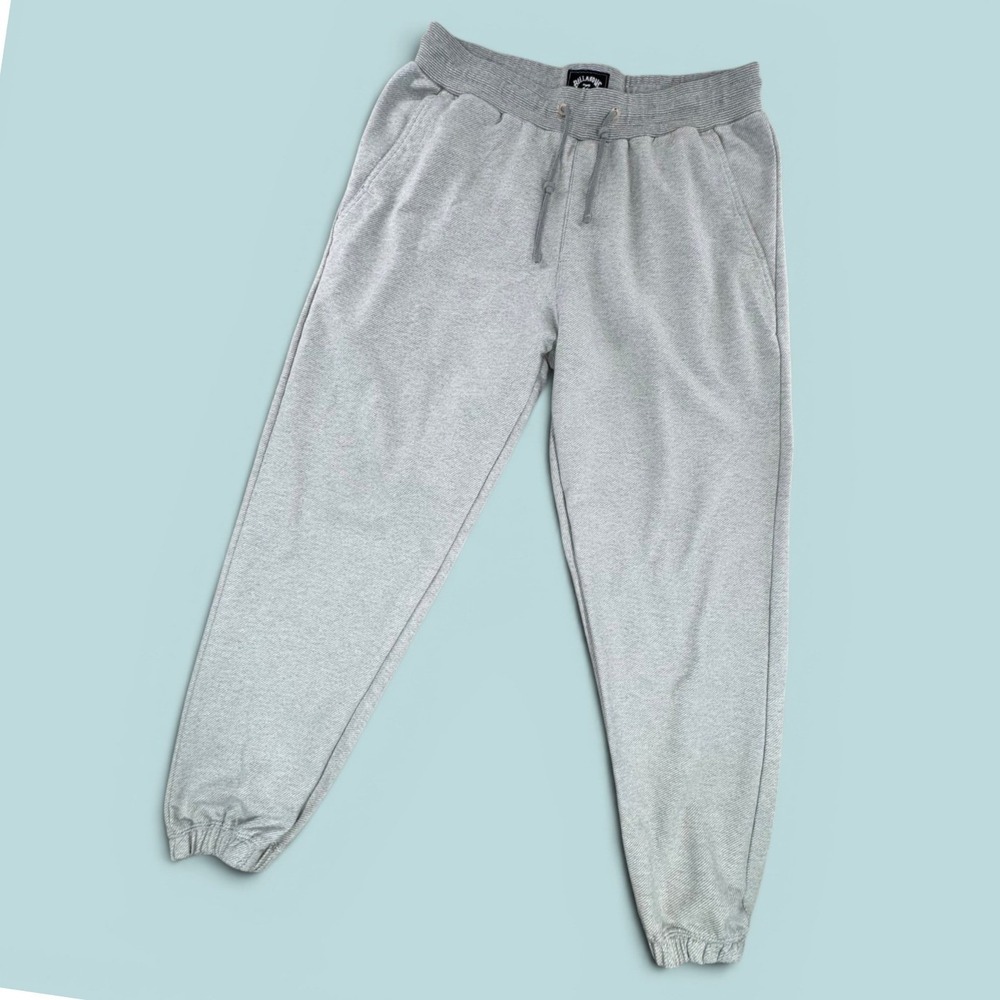 Billabong Mens Heather Gray Textured Jogger Sweatpants Sz L Drawstring *FLAW